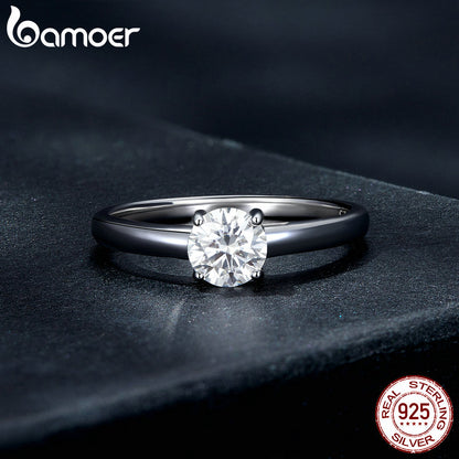 D Color VVS1 EX Moissanite Ring Round Moissanite Diamond for Women 925 Sterling Silver Engagement Wedding Band MSR005