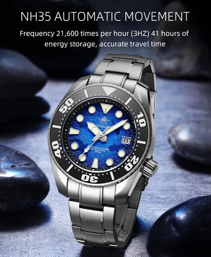 ADDIESDIVE Top brand Men Luxury WatchAD2102 200m Waterproof BGW9 Super luminous relogios masculinos Automatic Mechanical Watches