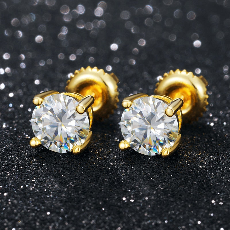 Real 0.1-1 Carat D Color Moissanite Earrings For Women & Men 100% 925 Sterling Silver Earring Trend Wedding Jewelry Gold