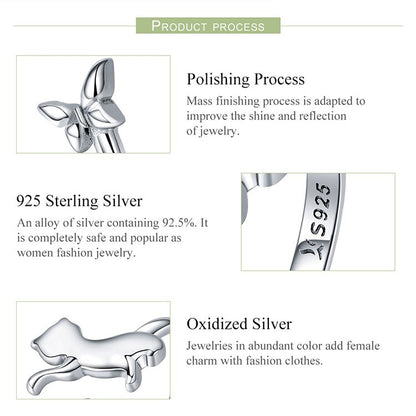 Authentic 925 Sterling Silver Butterfly Tail Cat Adjustable Finger Rings for Women Sterling Silver Ring Jewelry SCR443