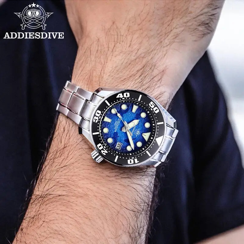 ADDIESDIVE Top brand Men Luxury WatchAD2102 200m Waterproof BGW9 Super luminous relogios masculinos Automatic Mechanical Watches