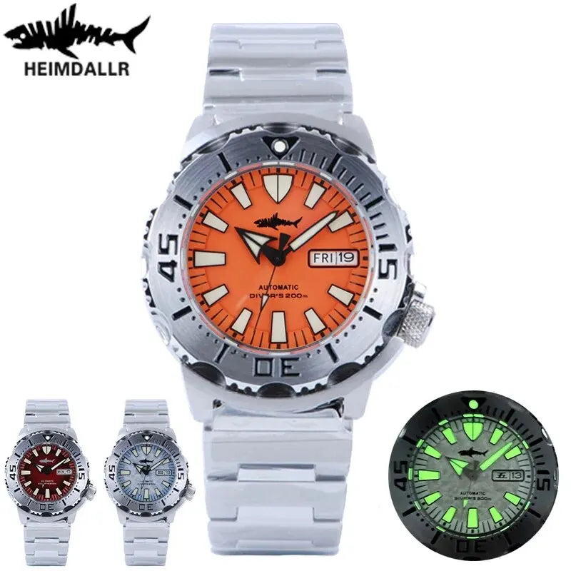 HEIMDALLR Monster V2 Frost Automatic Watch Men NH36A Men's Mechanical Sapphire Glass C3 Luminous Waterproof 200M Diving Watch