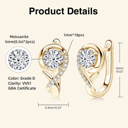 Infinity Moissanite Diamond Earring 925 Sterling Silver Hoop Earrings For Women Sparkling Fine Jewelry