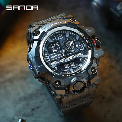 SANDA G style New Men Watch 50M Waterproof Sports Military Quartz Watch For Male Electron Digital Wristwatch