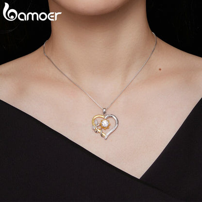 1 Carat Real Moissanite Heart Shape Flower Pendant Necklace for Women Birthday Gift 925 Sterling Silver Fine Jewelry