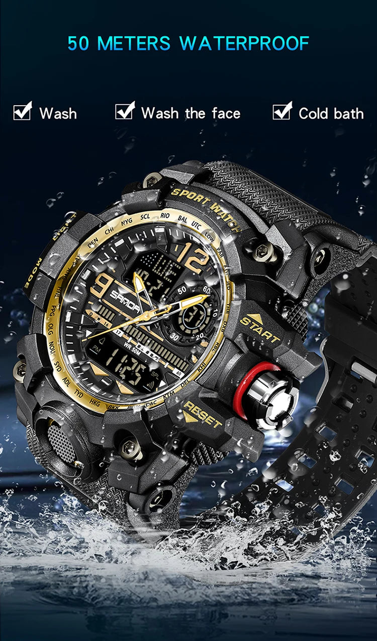 SANDA G style New Men Watch 50M Waterproof Sports Military Quartz Watch For Male Electron Digital Wristwatch