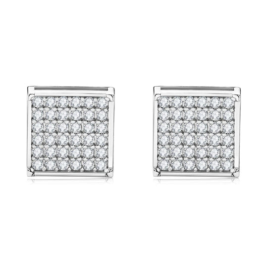 Men Stud Earrings D Color Moissanite Square Stud Earring for Women or Men Trending 925 Sterling Silver Fine Jewelry