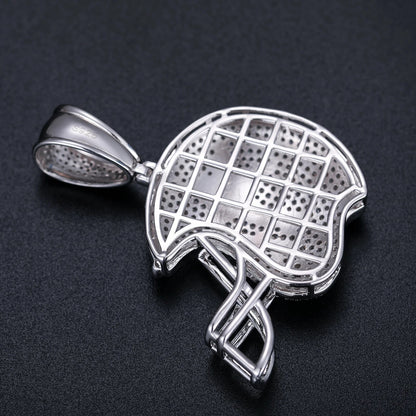 S925 Moissanite American Football Helmet Pendant For Necklace Sports Handcrafted Accessory Hip Hop Jewelry