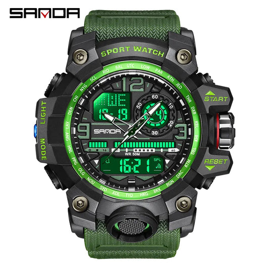 SANDA G style New Men Watch 50M Waterproof Sports Military Quartz Watch For Male Electron Digital Wristwatch