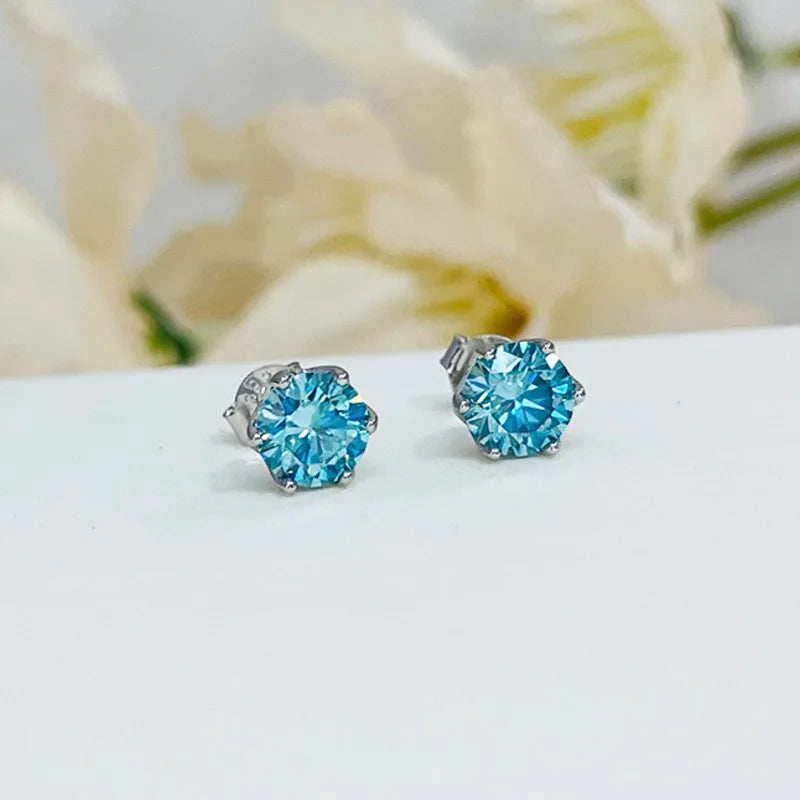 1CT VVS D Color Moissanite Cut Lab Diamond Stud Earrings For Women S925 Sterling Silver Fine Jewelry