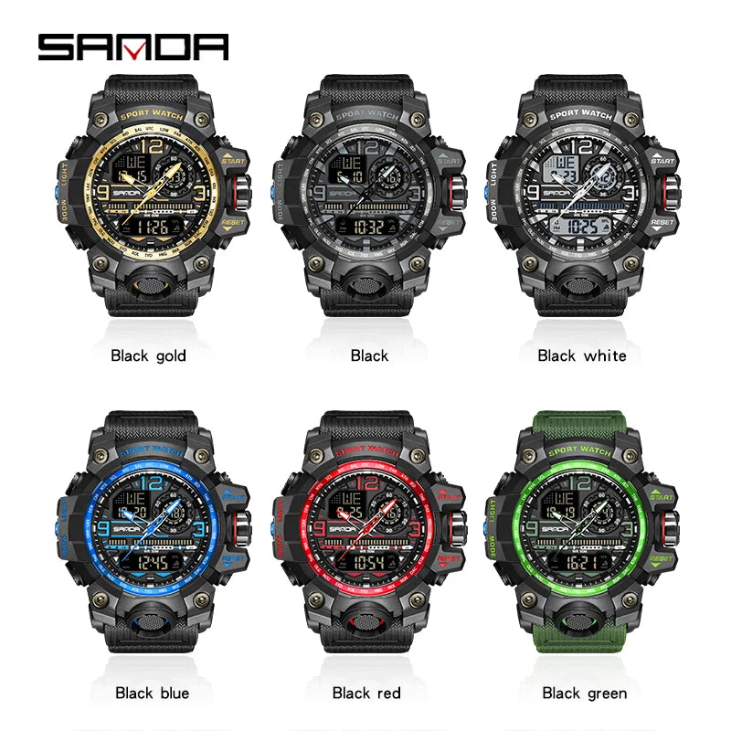 SANDA G style New Men Watch 50M Waterproof Sports Military Quartz Watch For Male Electron Digital Wristwatch