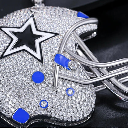 S925 Moissanite American Football Helmet Pendant For Necklace Sports Handcrafted Accessory Hip Hop Jewelry