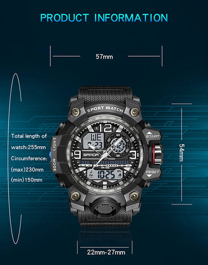 SANDA G style New Men Watch 50M Waterproof Sports Military Quartz Watch For Male Electron Digital Wristwatch