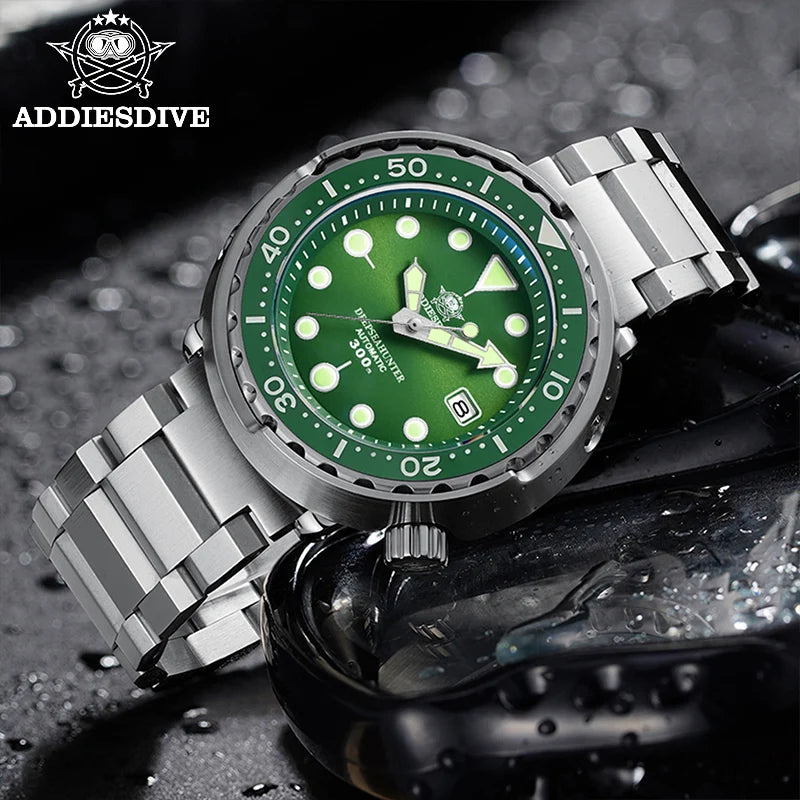 ADDIESDIVE Automatic Mechanical Watch Male American Stainless Steel Scratch Proof Waterproof Diving Watch Business Leisure Watch