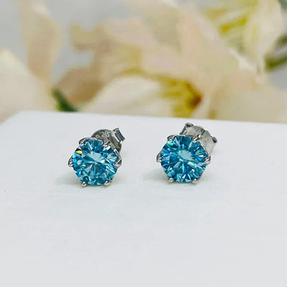 1CT VVS D Color Moissanite Cut Lab Diamond Stud Earrings For Women S925 Sterling Silver Fine Jewelry