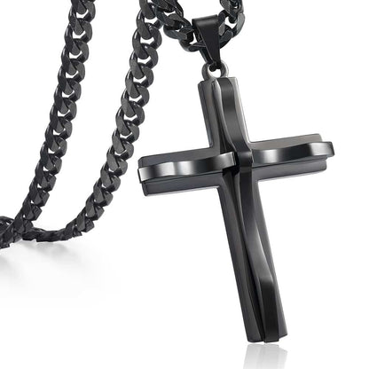 Gold Silver Color Cross Pendant Necklace For Men  Stainless Steel Pendant Necklace Men Jewelry