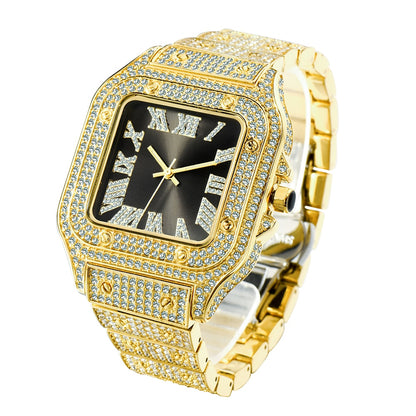 Full Bling Iced Out Watch for Men Hip Hop Rapper Quartz Mens Watches Wristwatch Clasic Square Case Diamond CZ