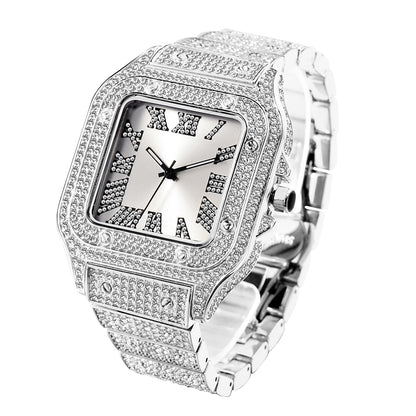 Full Bling Iced Out Watch for Men Hip Hop Rapper Quartz Mens Watches Wristwatch Clasic Square Case Diamond CZ