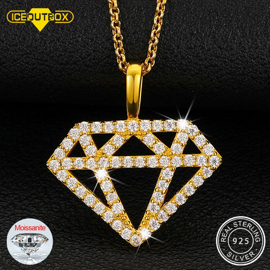 Fashion Diamond Silhouette Moissanite Pendant 100% 925 Sterling Silver For Women Men's Hip Hop Jewelry Personality