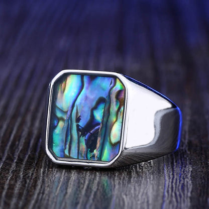 316L Stainless Titanium Steel Colorful Shells Geometric Ring For Man Women High Polished Wedding band Love gift