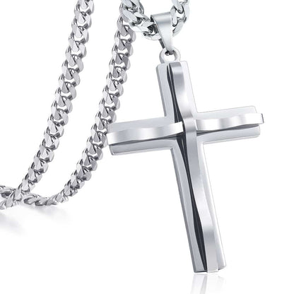 Gold Silver Color Cross Pendant Necklace For Men  Stainless Steel Pendant Necklace Men Jewelry