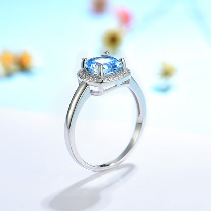 925 Sterling Silver Aquamarine Tanzanite Gemstone Women's Ring Luxury Wedding Silver 925 Jewelry Ring