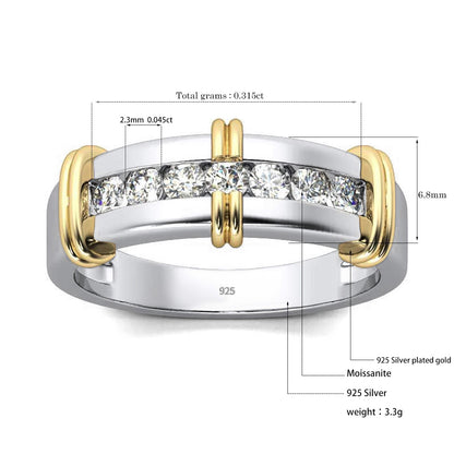 Moissanite Diamond Ring For Women 2.3mm Round Cut Wedding Band Trend Solid 925 Silver Jewelry For Engagement