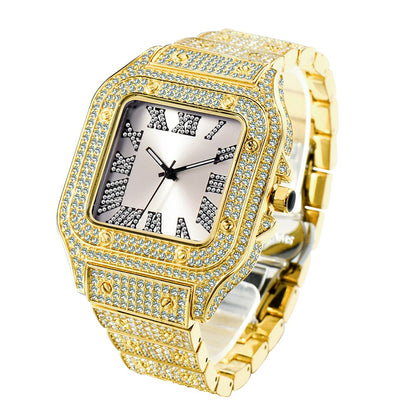 Full Bling Iced Out Watch for Men Hip Hop Rapper Quartz Mens Watches Wristwatch Clasic Square Case Diamond CZ