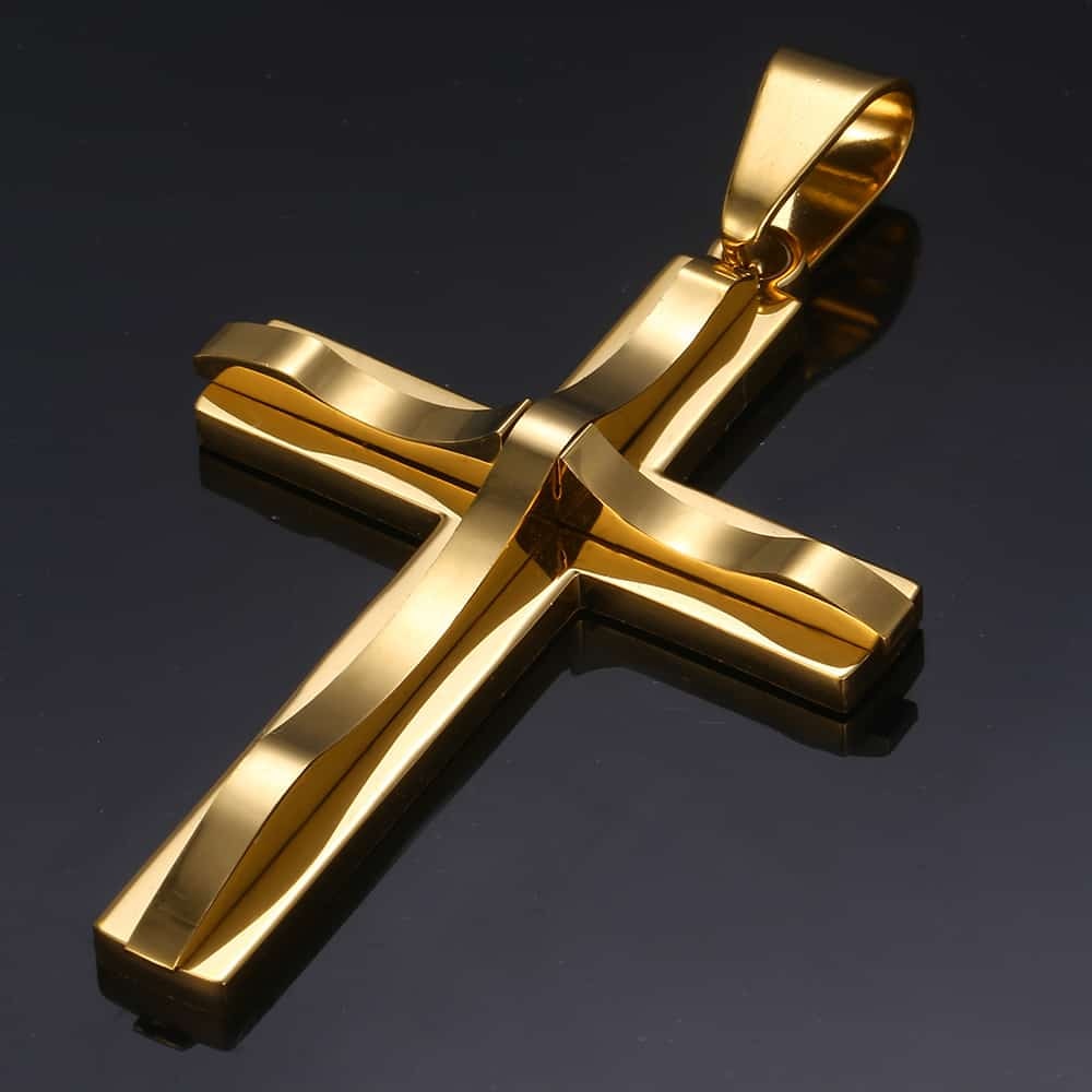 Gold Silver Color Cross Pendant Necklace For Men  Stainless Steel Pendant Necklace Men Jewelry