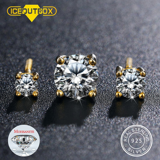 Real 0.1-1 Carat D Color Moissanite Earrings For Women & Men 100% 925 Sterling Silver Earring Trend Wedding Jewelry Gold