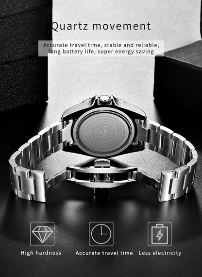 LIGE Military Men's Watch Stainless Steel Band Date Mens Business Male Watches Waterproof Luxuries Men Wrist Watches for Men