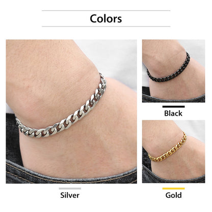 3-11mm Men's Bracelets Stainless Steel Curb Cuban Link Chain Black Gold Color Silver Color Bracelet For Women Jewelry KBM03