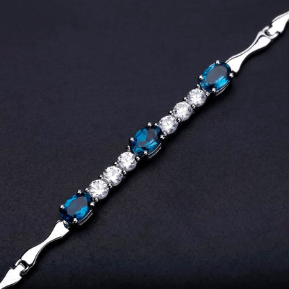 Natural London Blue Topaz  Bracelet 925 Sterling Silver Gemstone Bracelets & Bangles For Women Fine Jewelry