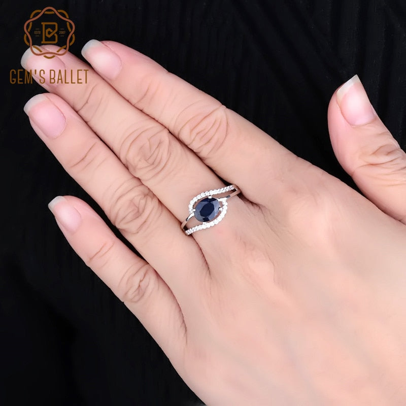 100% 925 Sterling Silver Classic Fine Rings 1.66Ct Oval Natural Blue Sapphire Or Amethyst Gemstone Ring for Women Jewelry