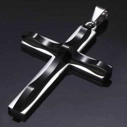 Gold Silver Color Cross Pendant Necklace For Men  Stainless Steel Pendant Necklace Men Jewelry