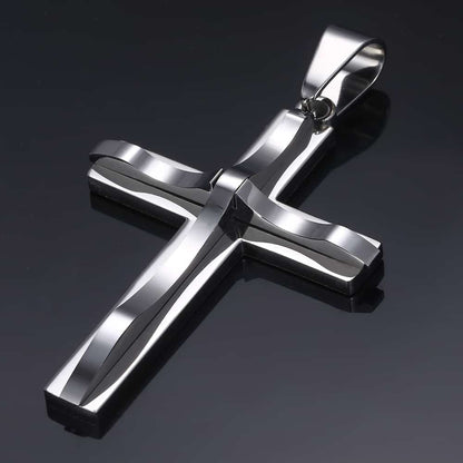 Gold Silver Color Cross Pendant Necklace For Men  Stainless Steel Pendant Necklace Men Jewelry