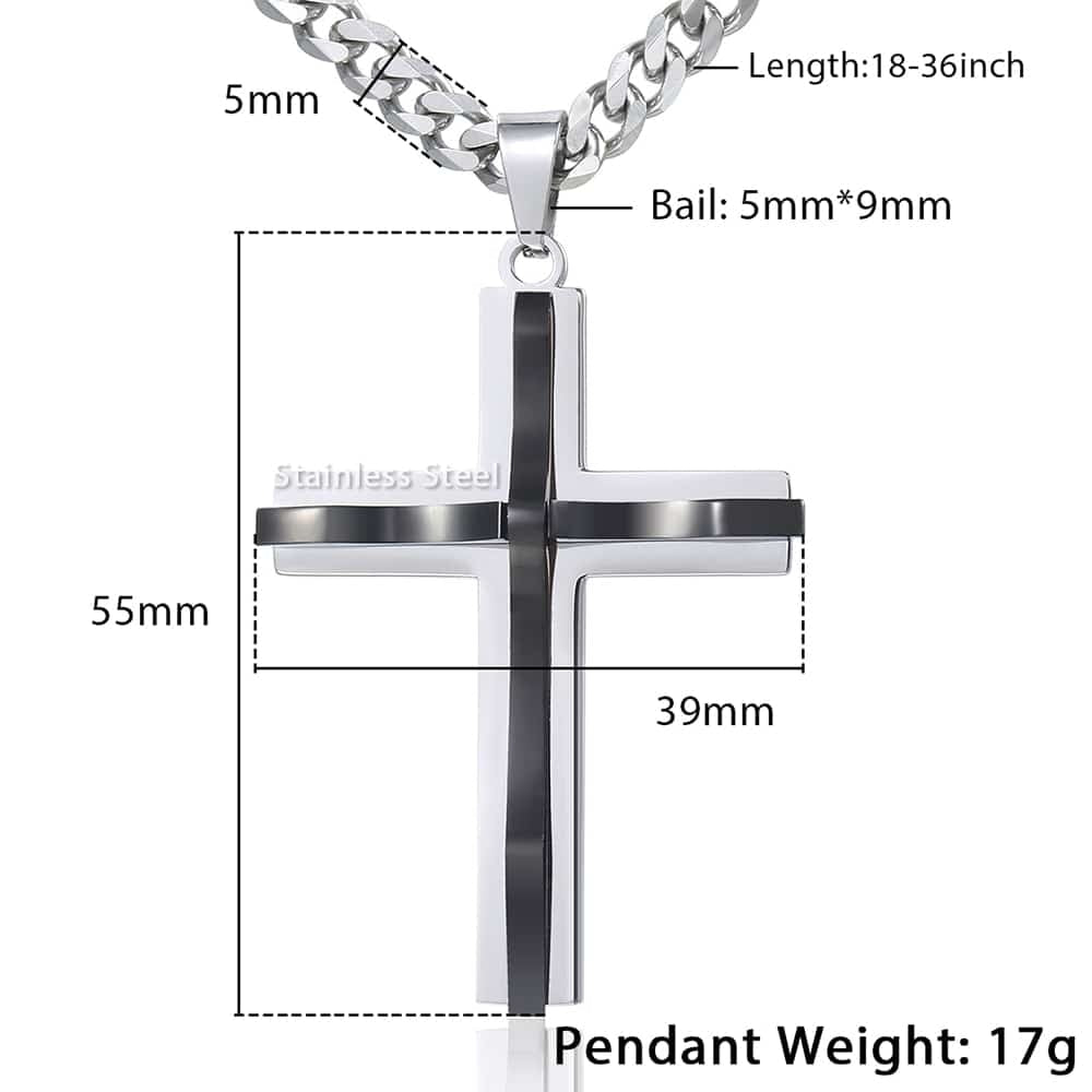 Gold Silver Color Cross Pendant Necklace For Men  Stainless Steel Pendant Necklace Men Jewelry