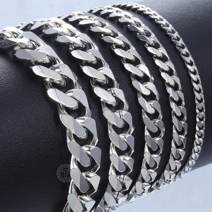 3-11mm Men's Bracelets Stainless Steel Curb Cuban Link Chain Black Gold Color Silver Color Bracelet For Women Jewelry KBM03