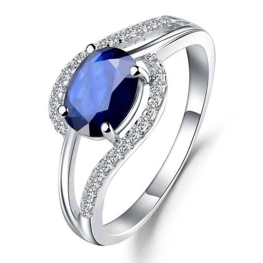 100% 925 Sterling Silver Classic Fine Rings 1.66Ct Oval Natural Blue Sapphire Or Amethyst Gemstone Ring for Women Jewelry