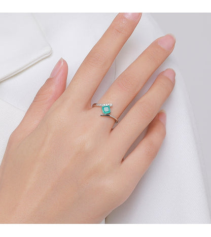 Genuine 925 Sterling Silver High-Class Paraiba Tourmaline Finger Ring For Women Engagement Eternity Band Fine Jewelry