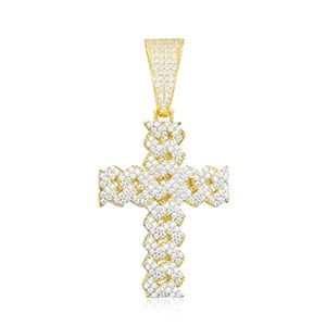 Men Women Hip Hop Cross Pendant Necklace With D VVS Moissanite Iced Out Bling 925 Sterling Silver Miami Cuban Jewelry