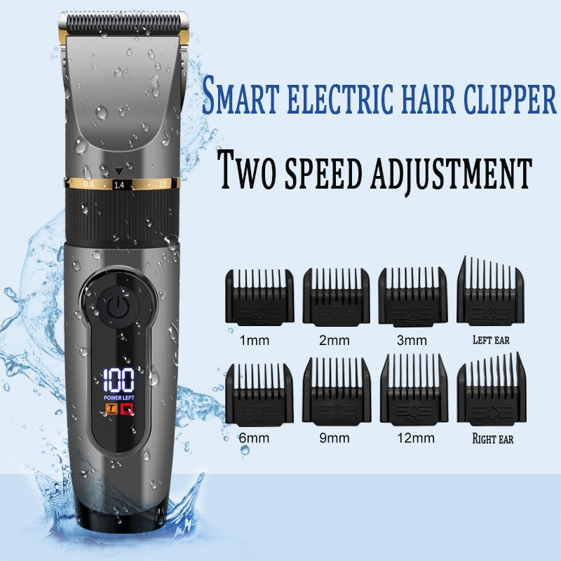 Professional cordless hair trimmer for men kit adjustable beard & body hair clipper electric rechargeable haircut machine washable