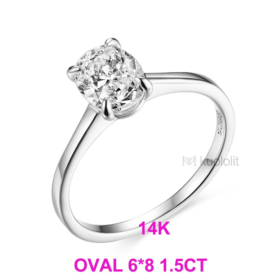 14K 10k Yellow White Gold 1.5CT 1.0CT Moissanite Rings for Women Handmade Oval Rings Engagement Bride Gift Fine Jewelry Sterling Silver