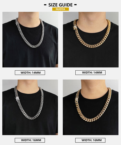 Hip Hop 18k Gold Plated Stainless Steel Jewelry Iced Cadena Hombre Miami Cuban Link Chain Necklace For Men