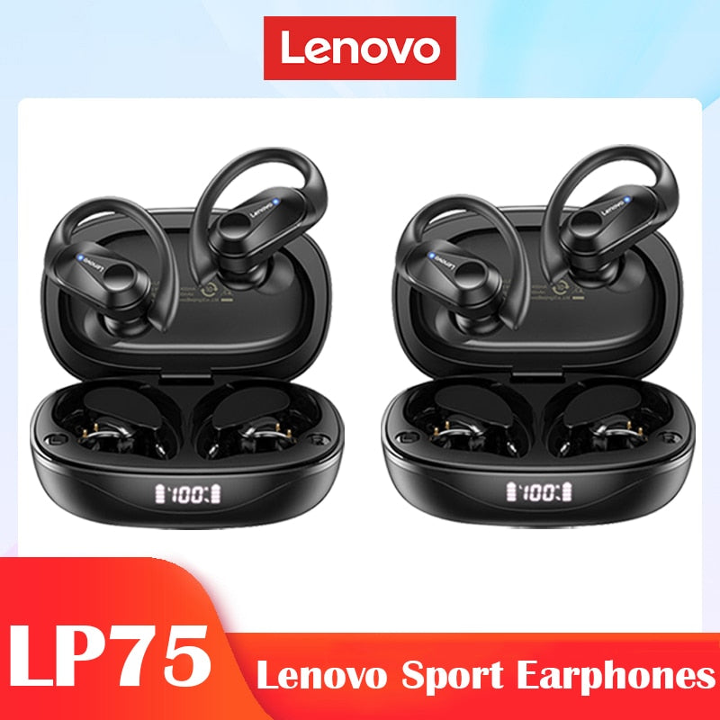 Lenovo LP75 TWS Sports Earphones Bluetooth 5.3 Wireless Headphones Waterproof HiFi Stereo Noise Reduction Earbuds with Mic