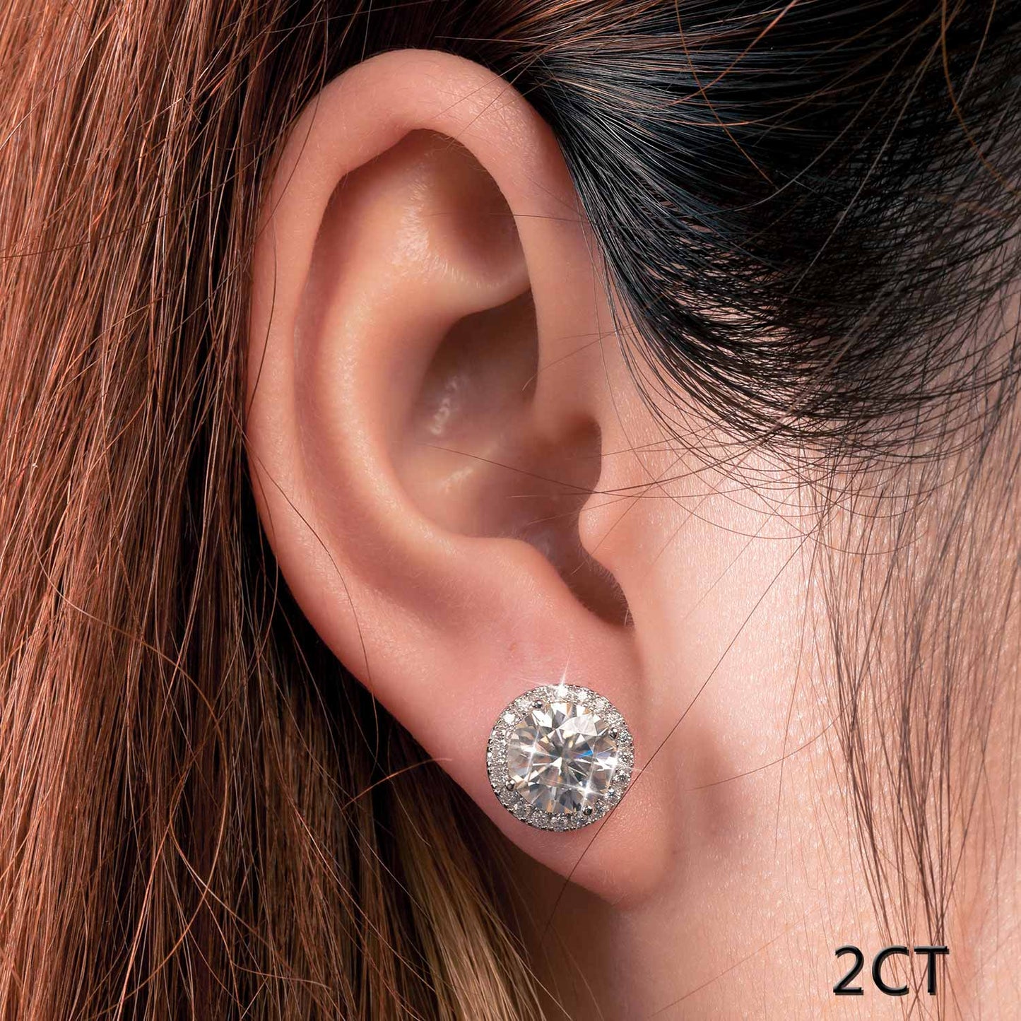 925 Sterling Silver Real 0.5-2CT Moissanite Stone Round Stud Earrings For Women Men Fashion Jewelry Pass Diamond Test