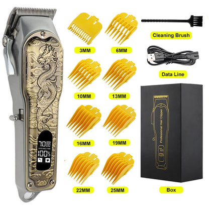 Cordless Professional Hair Clipper LCD Display Shaver China Dragon Electric Trimmer For Men Haircut Machine Barbershop