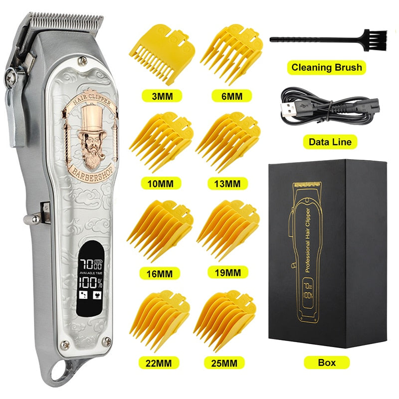 Cordless Professional Hair Clipper LCD Display Shaver China Dragon Electric Trimmer For Men Haircut Machine Barbershop