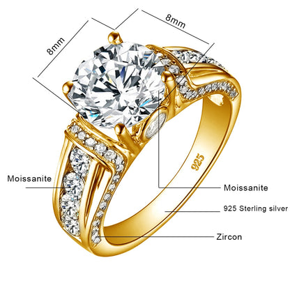 Real 2 Carats Moissanite Rings For Women Solid 925 Sterling Silver Wedding Band Luxury Female Jewelry Gift