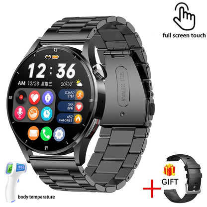 Lige Watch For Men Smart Watch AMOLED HD Screen Body Temperature Detection Ai Smart Voice Smartwatch 2023 Bluetooth Call Clock